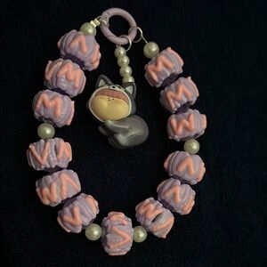 Purple and Pink  cream bead AMLLS phone chain